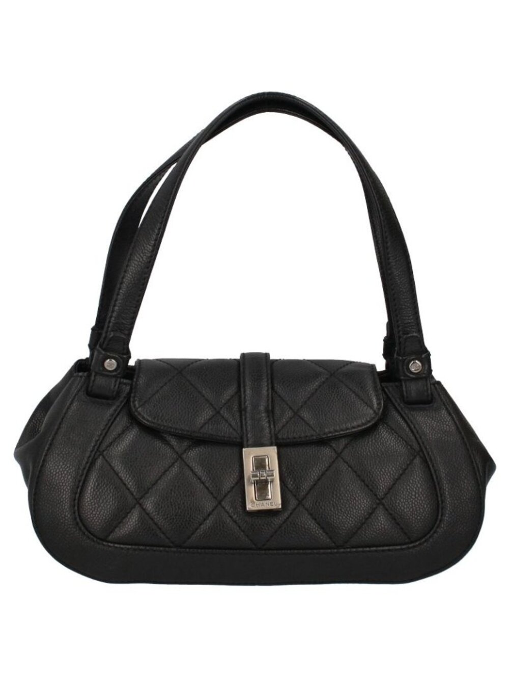 Chanel 2.55 Quilted Handbag Caviar Leather Black